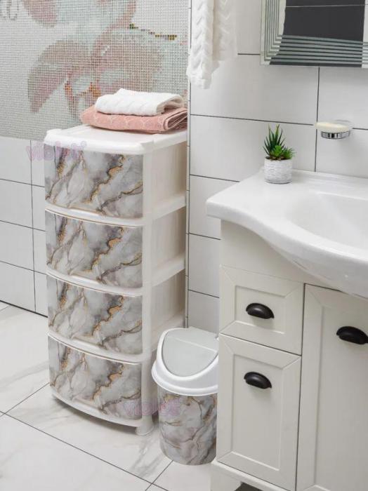 Пластиковый комод на 4 ящика на кухню в ванную гардеробную для детской спальни прихожей VIOLET МРАМОР 035250 - фото 3 - id-p217515063