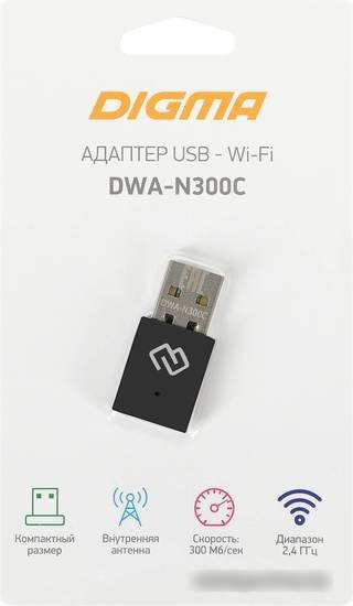 Wi-Fi адаптер Digma DWA-N300C - фото 4 - id-p217650697