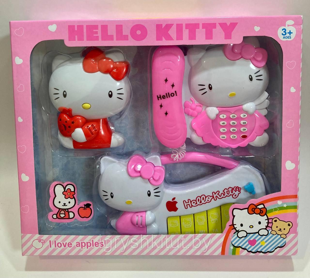 Музыкальный набор Hello Kitty Хелло Китти 3 в 1 (телефон, пианино, ночник) - фото 1 - id-p217660378