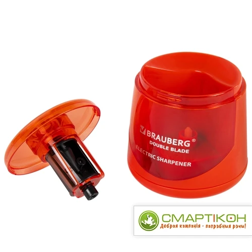 Точилка электрическая BRAUBERG DOUBLE BLADE RED, двойное лезвие, питание от 2 батареек АА - фото 6 - id-p217673665