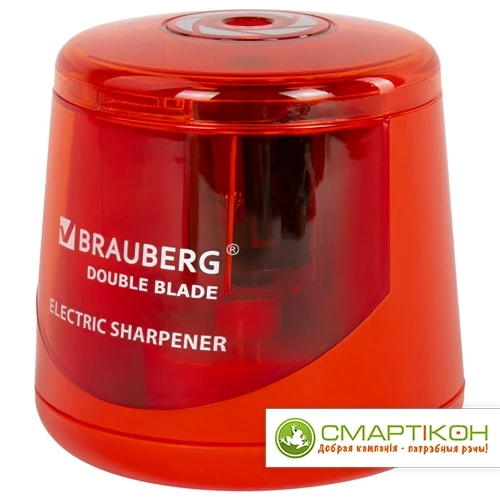 Точилка электрическая BRAUBERG DOUBLE BLADE RED, двойное лезвие, питание от 2 батареек АА - фото 2 - id-p217673665