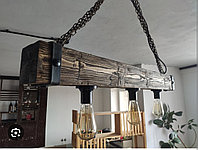 Люстра рустикальная деревянная "Лофт Супер №25" на 3 лампы