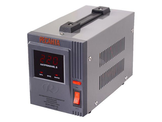 Стабилизатор напряжения АСН- 500/1-Ц релейный Ресанта (0.5кВт, 220В,вход.напр: 140-260В, макс.ток: 2.6А)