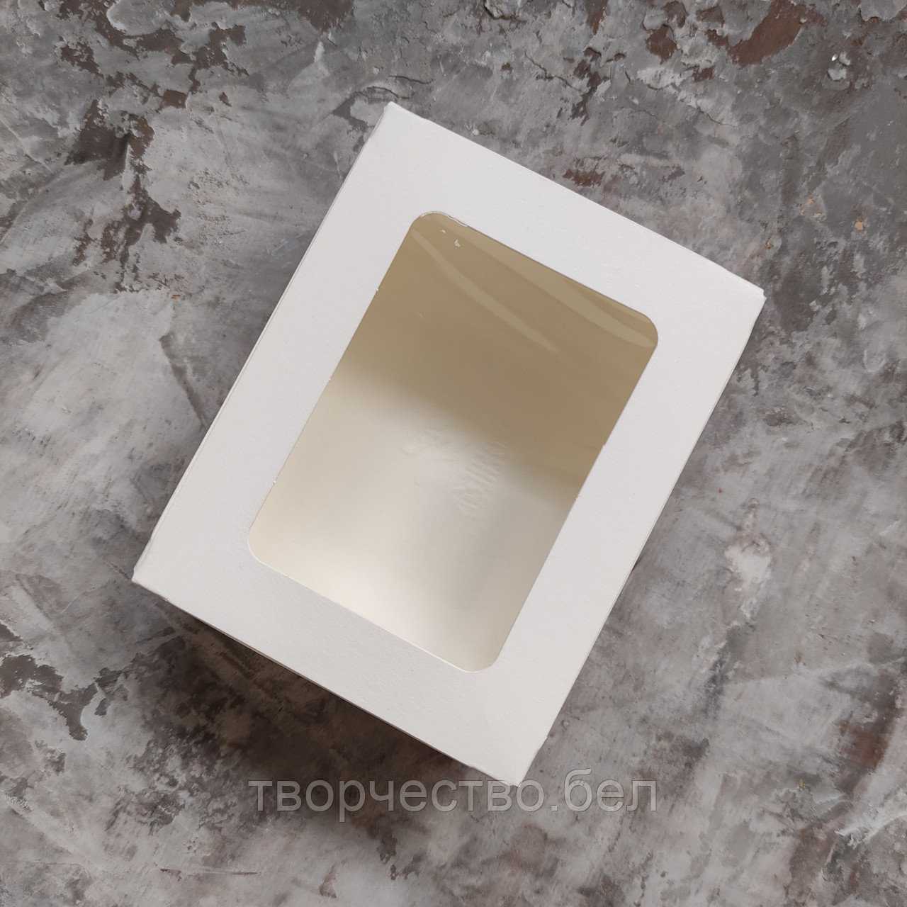 Коробка крафт белая с окошком №1, 10×8×3,6