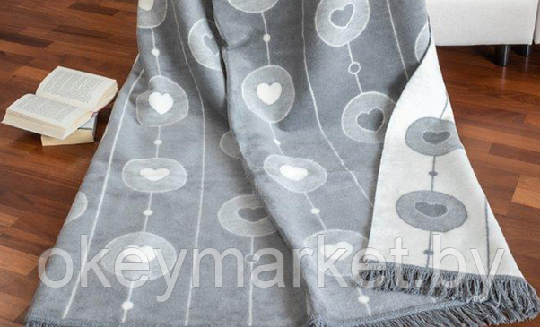 Плед хлопково-акриловый Cotton Cloud размер 150х200 Сердечки, фото 3
