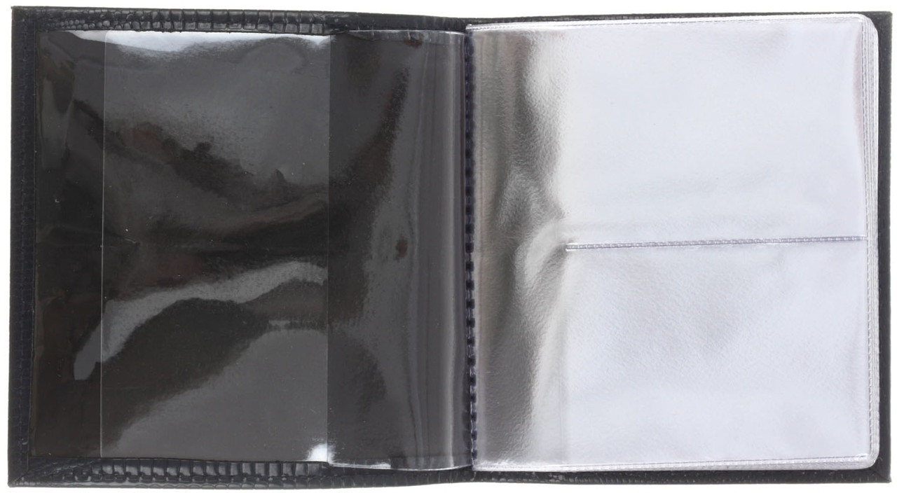 Визитница из натуральной кожи «Кинг» 4327 115*125 мм, 2 кармана, 18 листов, рифленая, темно-синяя