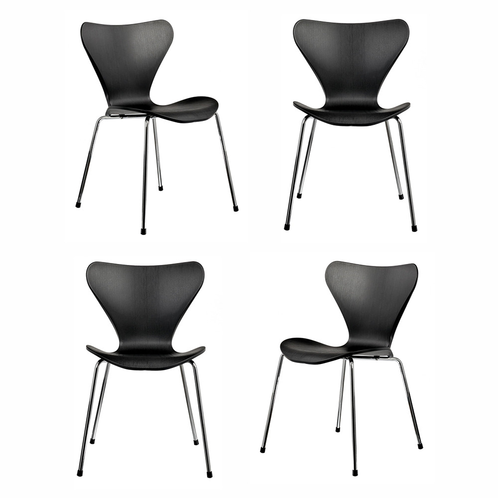 Комплект из 4-х стульев Seven Style чёрный с хромированными ножками - фото 1 - id-p217680676
