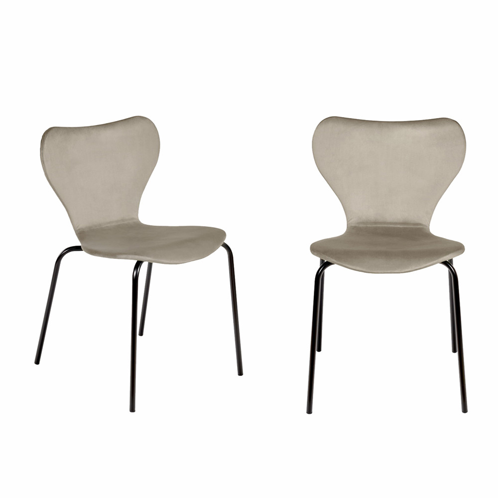 Комплект из 2-х стульев Seven Style латте велюр с чёрными ножками - фото 1 - id-p217680714