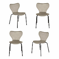 Комплект из 4-х стульев Seven Style латте велюр с чёрными ножками