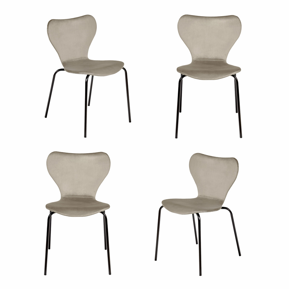 Комплект из 4-х стульев Seven Style латте велюр с чёрными ножками - фото 1 - id-p217680715