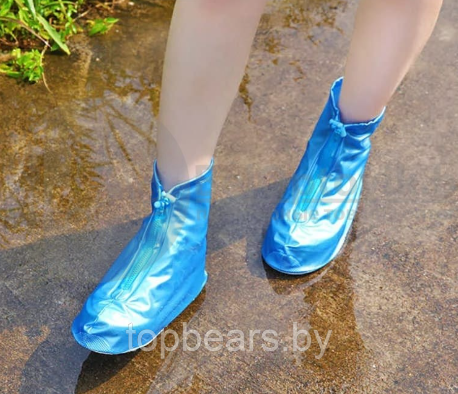 Защитные чехлы (дождевики, пончи) для обуви от дождя и грязи с подошвой цветные, Белые р-р 41-42 (XL) - фото 4 - id-p217681652