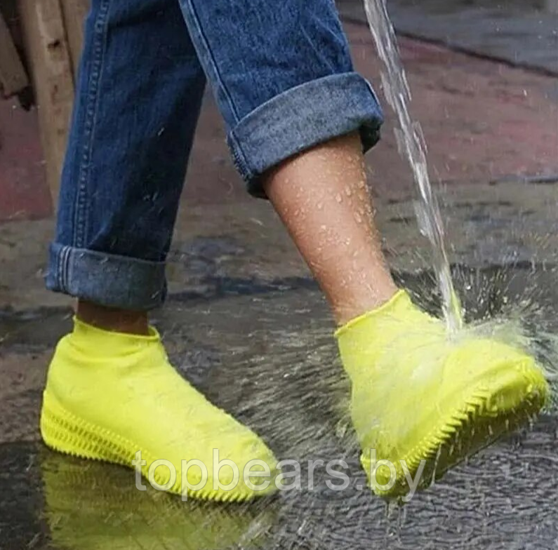 Бахилы (чехлы на обувь) от дождя и песка многоразовые силиконовые Waterproof Silicone Shoe. Суперпрочные, - фото 2 - id-p217681672