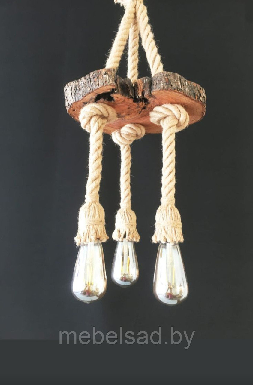 Люстра рустикальная деревянная "Лофт Супер №32" на 3 лампы - фото 1 - id-p217685292