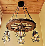 Люстра рустикальная деревянная "Сельская Премиум №2" на 4 лампы