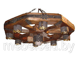Люстра рустикальная деревянная "Сельская Премиум №3" на 9 ламп