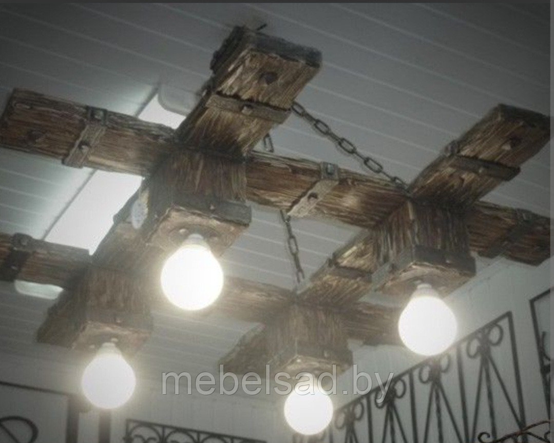 Люстра рустикальная деревянная "Замковая Прайм №6" на 4 лампы - фото 1 - id-p217686633
