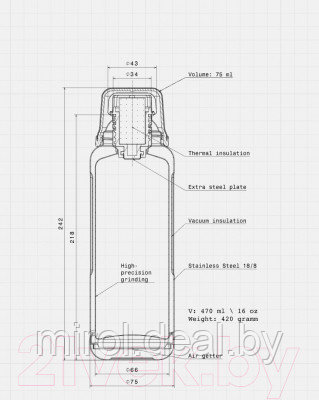 Термос для напитков Bobber Flask-470 Matte - фото 6 - id-p217687179