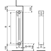 Алюминиевый радиатор Fondital Ardente C2 500/100 V63903410 (10 секций) - фото 4 - id-p217688700