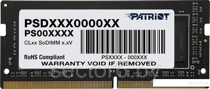 Оперативная память Patriot Signature Line 4GB SODIMM DDR4 PC4-21300 PSD44G266681S