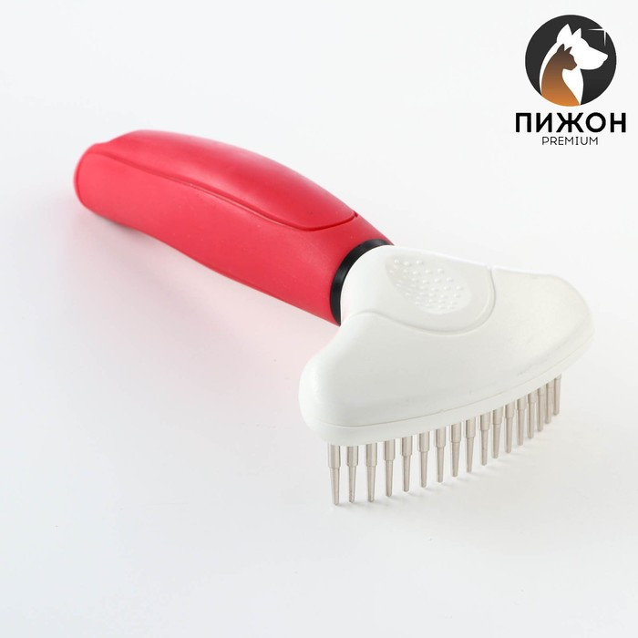 Расчёска для шерсти с вращающимися зубчиками Пижон Premium, 9,5 х 17 см, красная - фото 1 - id-p217715614