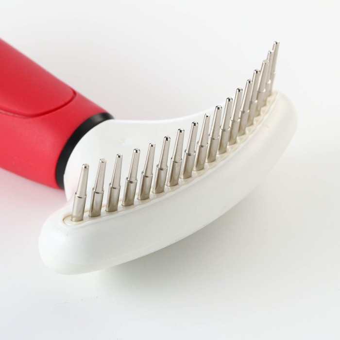 Расчёска для шерсти с вращающимися зубчиками Пижон Premium, 9,5 х 17 см, красная - фото 3 - id-p217715614