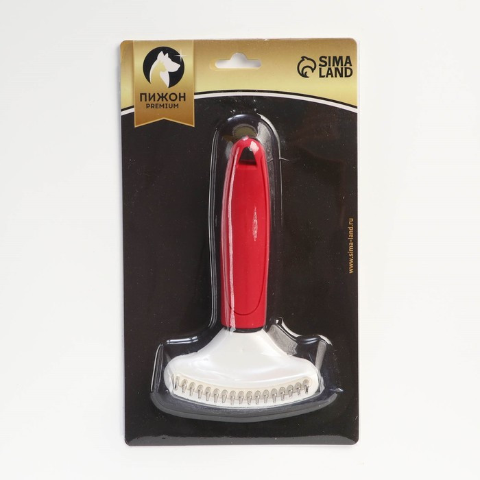 Расчёска для шерсти с вращающимися зубчиками Пижон Premium, 9,5 х 17 см, красная - фото 5 - id-p217715614