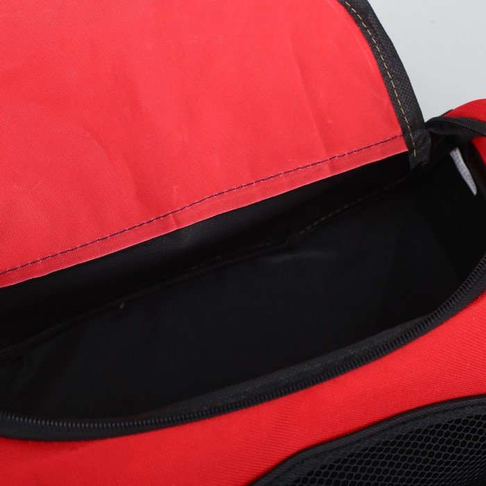 Сумка спортивная на молнии, наружный карман, длинный ремень, цвет красный/чёрный - фото 5 - id-p217720131