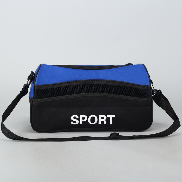 Сумка спортивная на молнии, наружный карман, длинный ремень, цвет синий/чёрный - фото 2 - id-p217720132