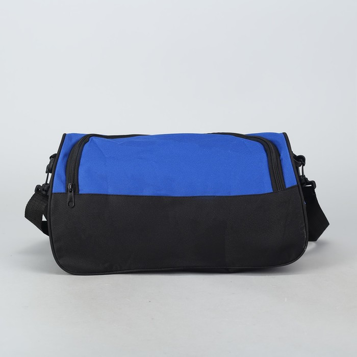 Сумка спортивная на молнии, наружный карман, длинный ремень, цвет синий/чёрный - фото 3 - id-p217720132