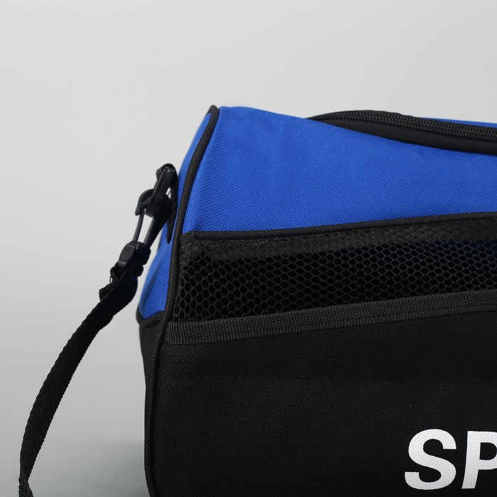 Сумка спортивная на молнии, наружный карман, длинный ремень, цвет синий/чёрный - фото 4 - id-p217720132