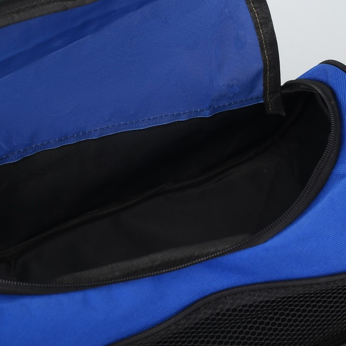 Сумка спортивная на молнии, наружный карман, длинный ремень, цвет синий/чёрный - фото 5 - id-p217720132