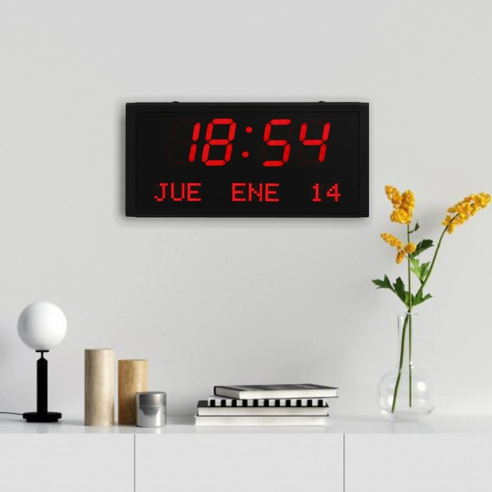 Часы электронные настенные "Соломон", с будильником, 38 х 19 х 5 см, красные цифры - фото 2 - id-p217720184