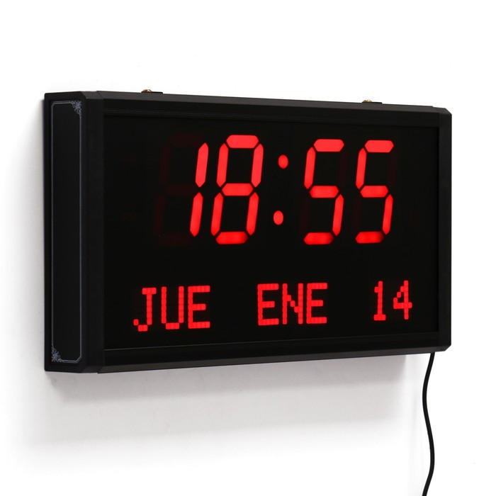 Часы электронные настенные "Соломон", с будильником, 38 х 19 х 5 см, красные цифры - фото 3 - id-p217720184