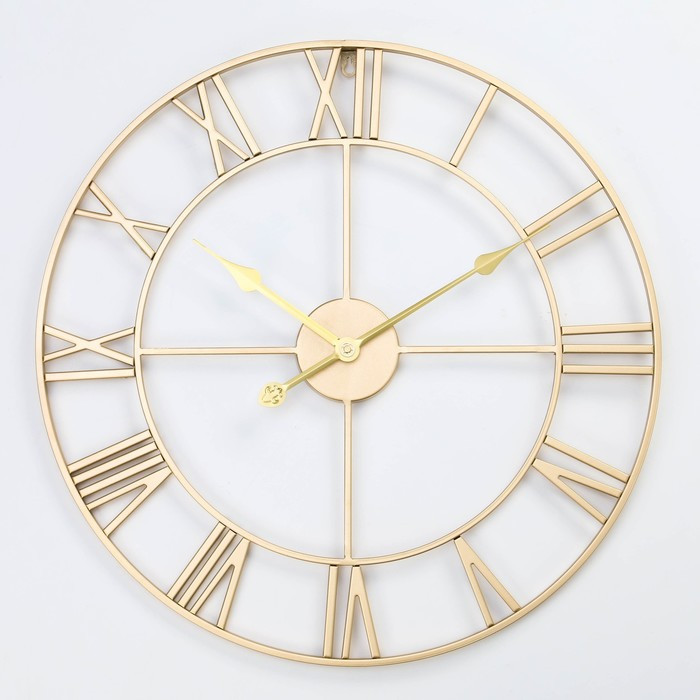 Часы настенные, серия: Лофт, плавный ход, d-60 см, золото - фото 1 - id-p217720205