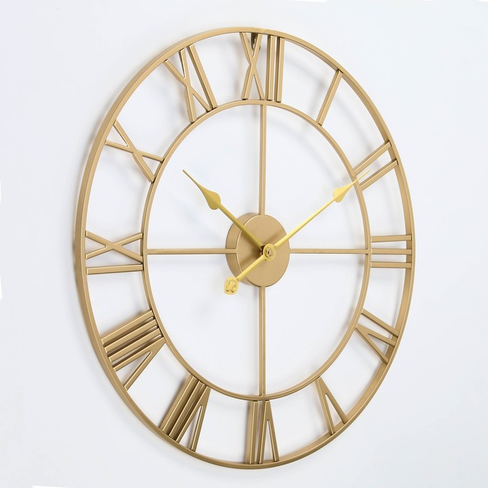 Часы настенные, серия: Лофт, плавный ход, d-60 см, золото - фото 3 - id-p217720205