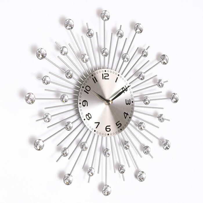 Часы настенные, серия: Ажур, "Кристалы", плавный ход, d-35 см, циферблат 13 см - фото 2 - id-p217720268