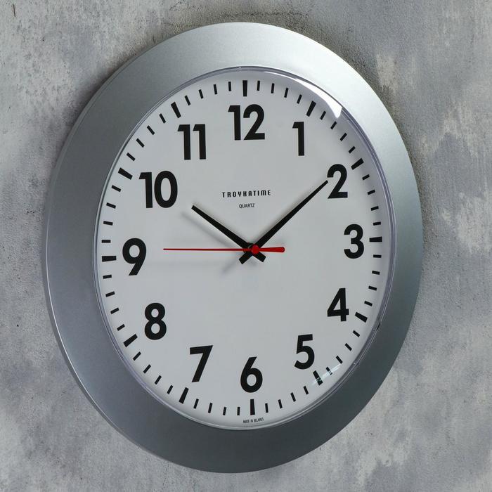 Часы настенные, серия: Классика, d=30 см, белый обод под серебро - фото 2 - id-p217720337