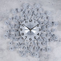 Часы настенные, серия: Ажур, "Листья и цветочки", плавный ход, d-59 см, циферблат 22 см