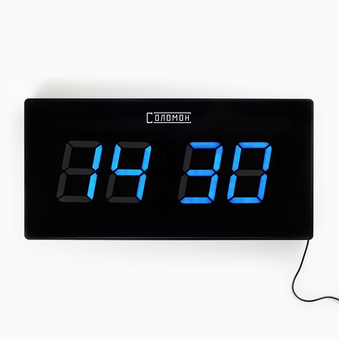 Часы электронные настенные "Соломон", с будильником, 47 х 3 х 23 см, синие цифры - фото 1 - id-p217720479