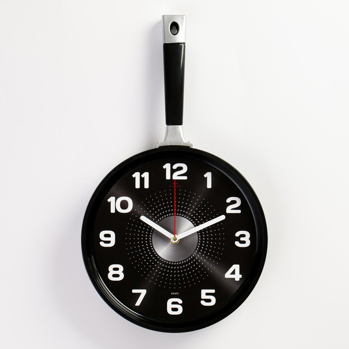 Часы настенные, серия: Кухня, "Сковорода", плавный ход, 25 х 43 см, корпус черный - фото 1 - id-p217720583