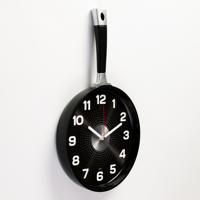 Часы настенные, серия: Кухня, "Сковорода", плавный ход, 25 х 43 см, корпус черный - фото 2 - id-p217720583
