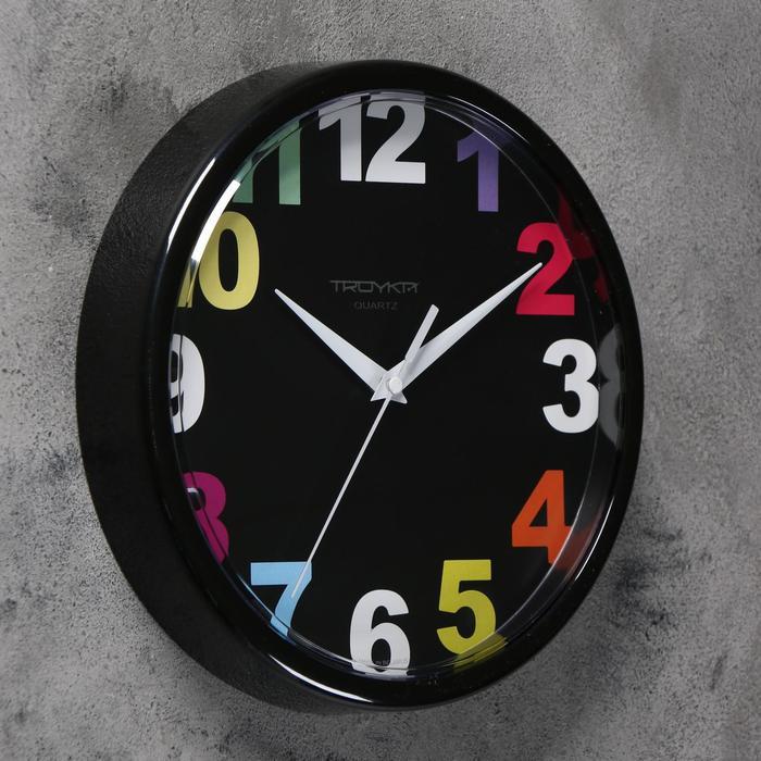 Часы настенные, серия: Детские, "Радужные цифры", d-23 см, черный обод - фото 2 - id-p217720592