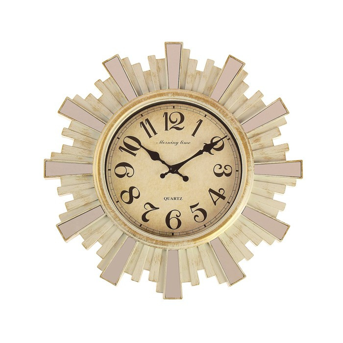 Часы настенные, серия: Интерьер, "Лучики Солнца", d-30 см, циферблат 16 см, бежевые - фото 1 - id-p217720595