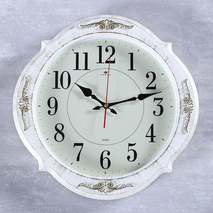 Часы настенные, серия: Классика, "Баконг", плавный ход, d=40 см, белое золото - фото 1 - id-p217720597