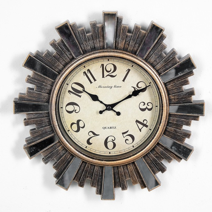 Часы настенные, серия: Интерьер, "Лучики Солнца", d-30 см, коричневые - фото 1 - id-p217720615