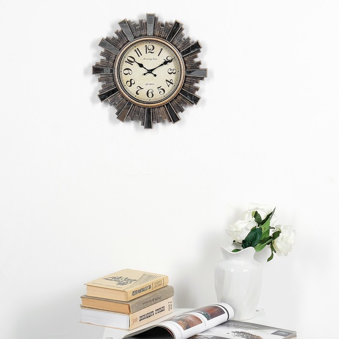Часы настенные, серия: Интерьер, "Лучики Солнца", d-30 см, коричневые - фото 2 - id-p217720615