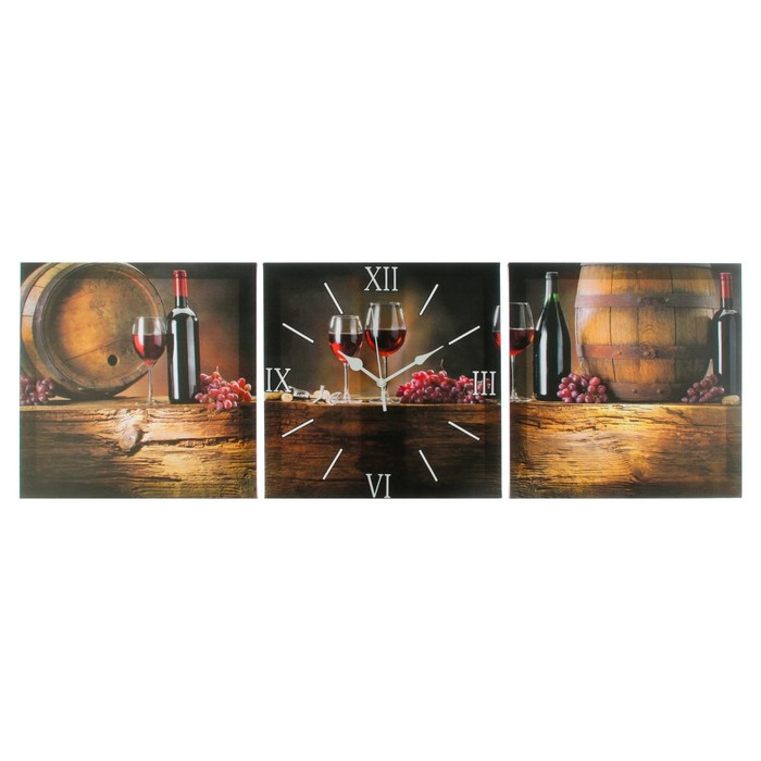 Часы настенные, модульные, серия: Интерьер, "Вино", 35х110 см - фото 1 - id-p217720630