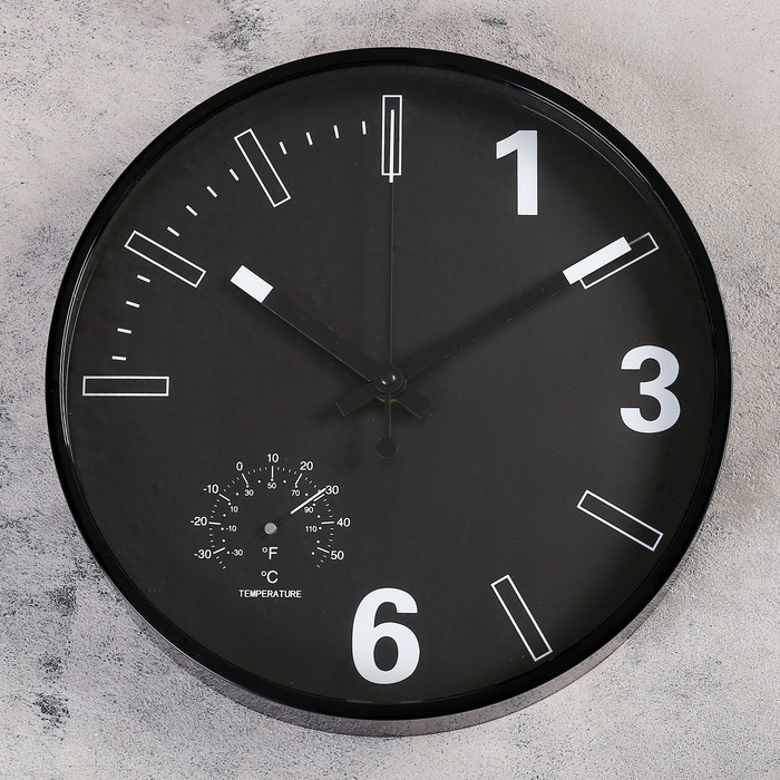 Часы настенные, серия: Интерьер, "Гриик", d-30 см, с термометром - фото 1 - id-p217720637