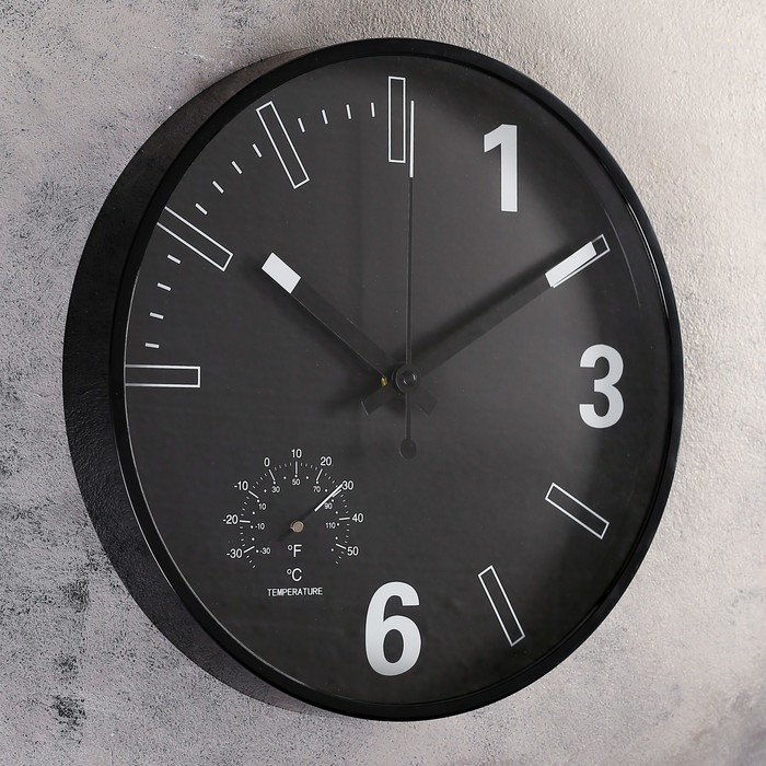 Часы настенные, серия: Интерьер, "Гриик", d-30 см, с термометром - фото 2 - id-p217720637