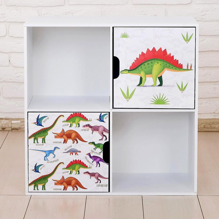 Стеллаж с дверцами «Динозавры», 60 × 60 см, цвет белый - фото 3 - id-p217724896